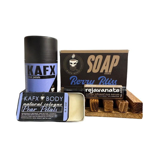 KAFX Pear Petals Deodorant, Soap, Cologne, Eye Serum Bundle